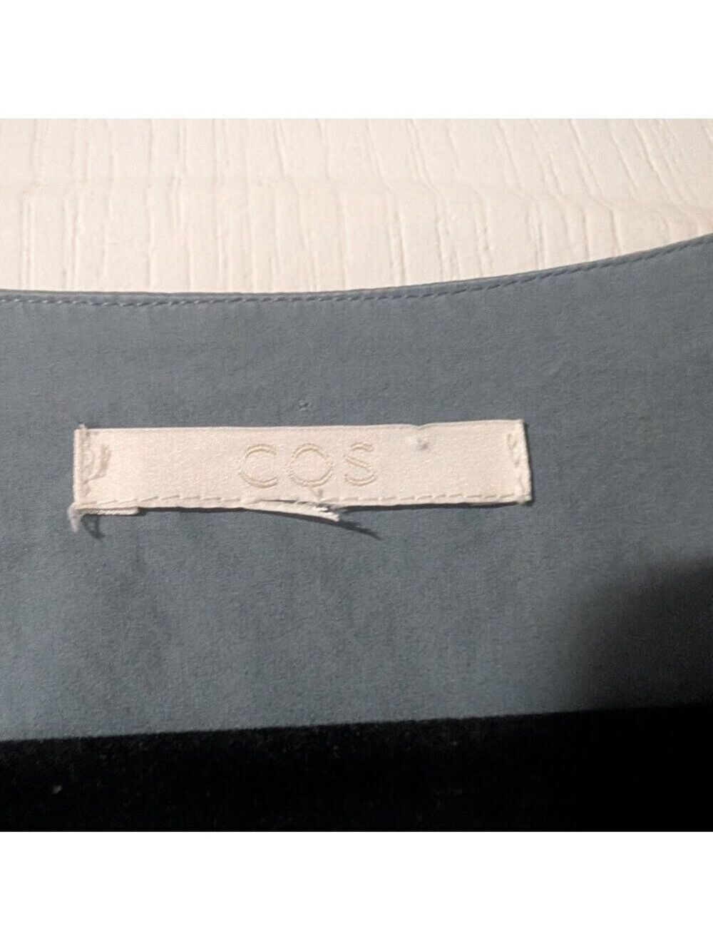 COS | Long Rounded Hem Blouse In Blue - Picture 9 of 12
